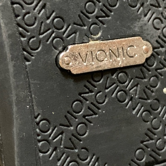 VIONIC “Lydia” Flats W/ Bow At Front Orthaheel Technology In Black Crocodile - Picture 9 of 10